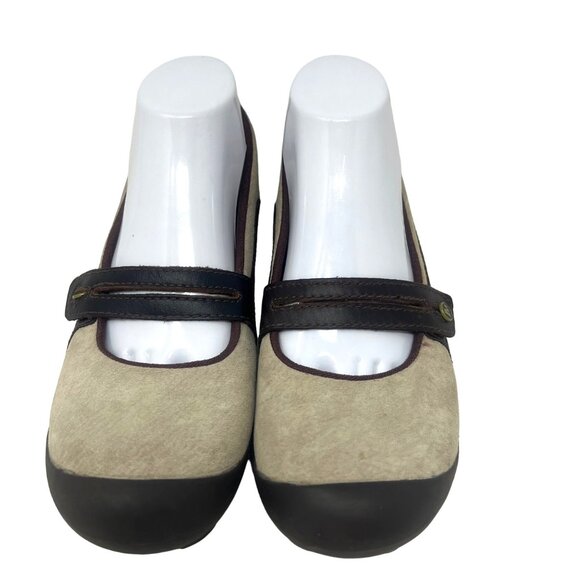 Merrell Womens Plaza Bandeau Mary Jane Shoes Suede Leather Dark Taupe Size 8.5 - Picture 1 of 10